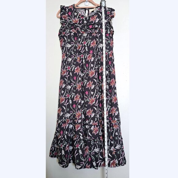 Universal Thread Floral Ruffled Flutter Sleeve Sleeveless A-Line Maxi Dress, M - Picture 5 of 11